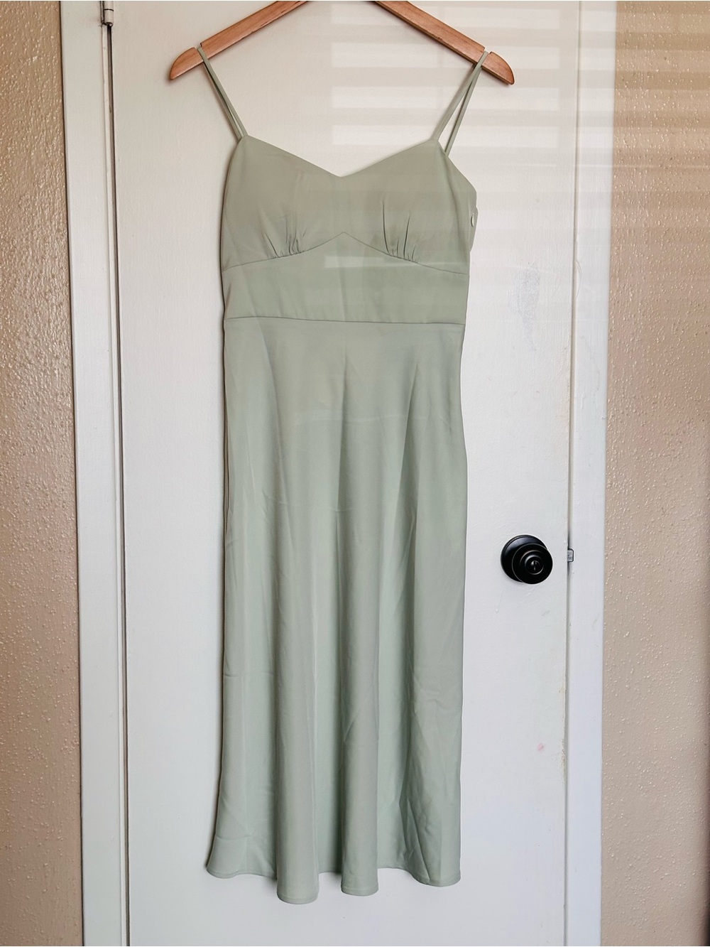 Sage Green Slip Dress with Spaghetti Straps Size 4